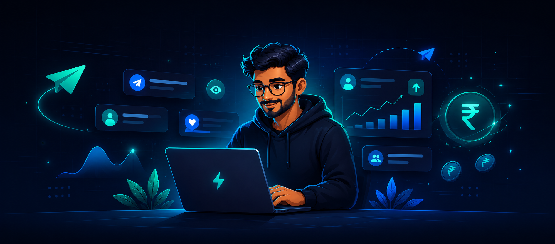 Hero illustration for Telegram creators